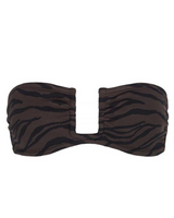 SANTA MARGARITA - Tiger. Retro tiger print strapless bikini top w/ square-shaped, cut-out, soft bandeau style. Suitable for small - medium bust size. 