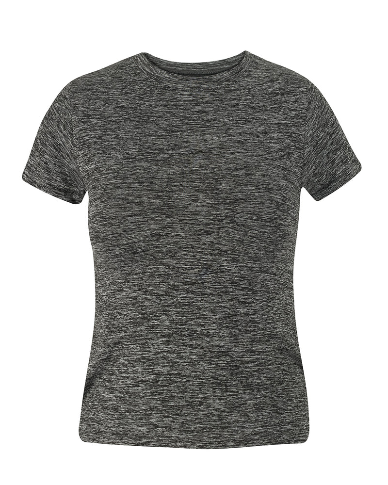 sapient t shirt in grey marl - supportive womens gym vest - sculpting plus size t-shirt - prism2 london