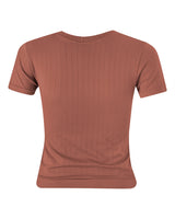 flat ribbed supportive soft sapient t shirt in rusty pink