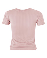 sapient flat ribbed t shirt in blush - plus size women t shirt 