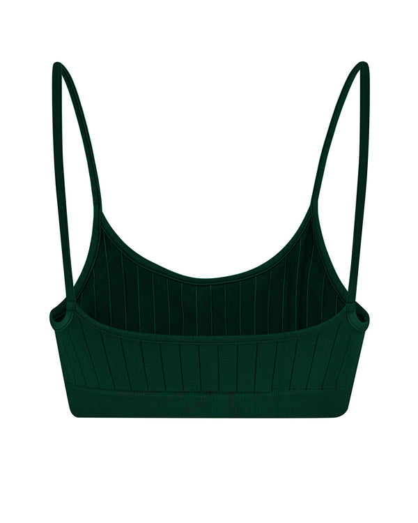 flat ribbed sincere soft bra top in dark green 