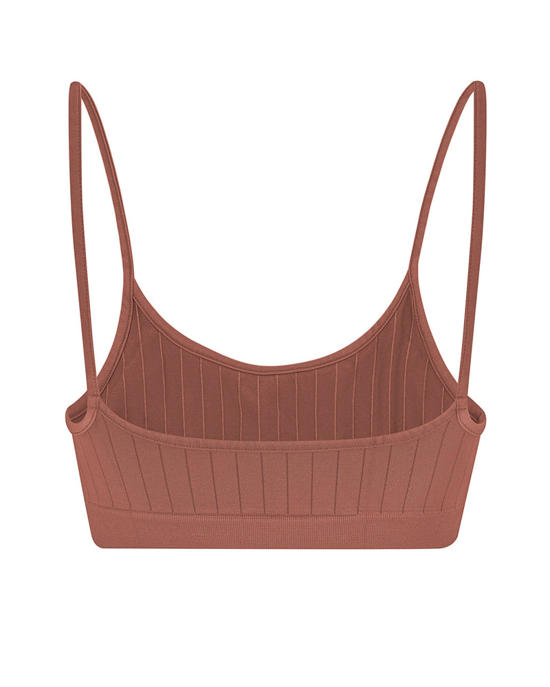 sincere flat ribbed plus size women bralette in rusty pink - prism2 london 