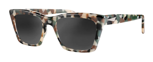 SEOUL - Camo. This pair is a unique yet functional PRISM design. Our Seoul glasses frames are a square shape with subtly accentuated tips and a narrow bridge making that perfect for all face shapes.