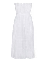 MONTE CARLO - White. White smock strapless dress. All fabrics are exclusively developed in Italy and France.