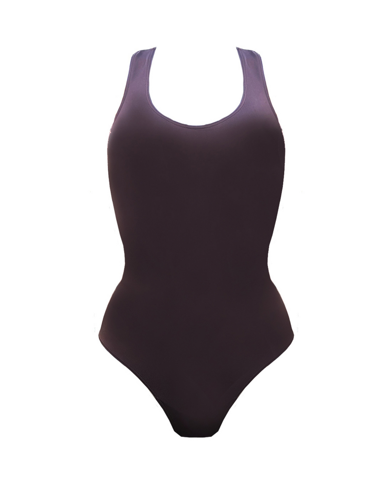 Chocolate Brown Deep V One Piece Swimsuit