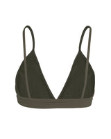 Blissful - Muddy Grey - multi-functional bikini, bralette, sports bra - with low cut and curved neckline for flattering effect and thin elasticated band and spaghetti straps for support.
