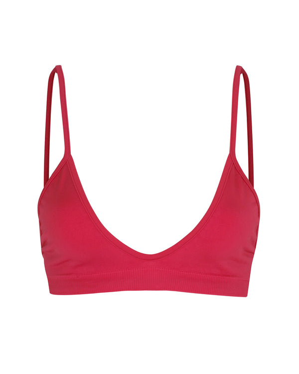 Blissful - Cerise multi-functional bikini, bralette, sports bra - with low cut and curved neckline for flattering effect and thin elasticated band and spaghetti straps for support.