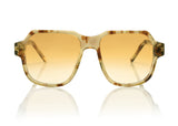 DAKOTA - Clear Tortoiseshell with Caramel Lens. These are a modern interpretation of the retro aviator frame. These lightweight frames, and the small to medium sized style is suitable for smaller face shapes with its compact dimensions, making them the perfect optical choice for your prescription lenses. Carl Zeiss CR39 caramel lenses with an anti-scratch coating 100% UVA/UVB protection Signature acetate PRISM logo on temple