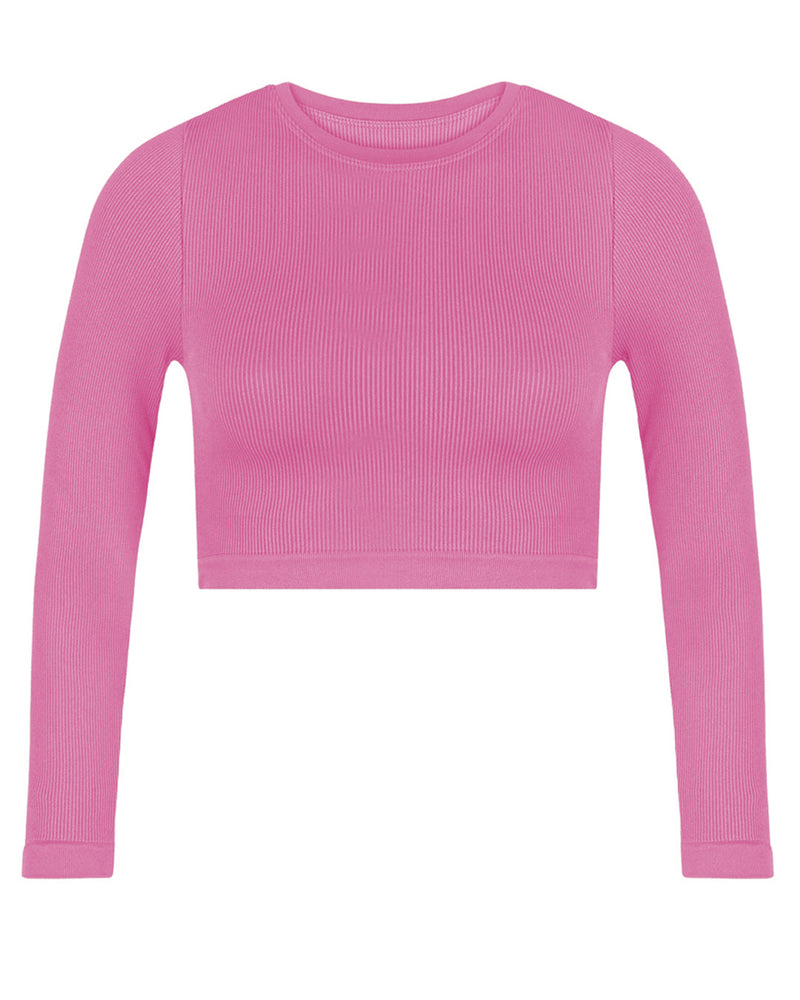 EVOKE Ribbed Long Sleeved Top | Candy