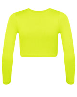 EVOKE - Ribbed Long-Sleeve Crop Top - Neon yellow