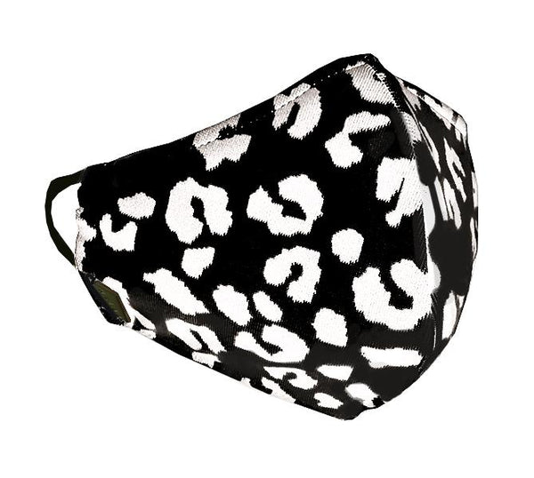 KIDS MASK - Black Leopard. Masks handmade in Italy using excess swimwear material, for sustainability. All fabric is breathable and water resistant. Every mask has its own unique design and fabric. Protect yourself, your loved ones, and the environment. This fabric is a lightweight, traditional swim fabric.