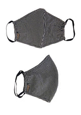 MASK - Micro Houndstooth. Masks handmade in Italy using excess swimwear material, for sustainability. All fabric is breathable and water resistant. Every mask has its own unique design and fabric. Protect yourself, your loved ones, and the environment. This fabric is a lightweight, traditional swim fabric.