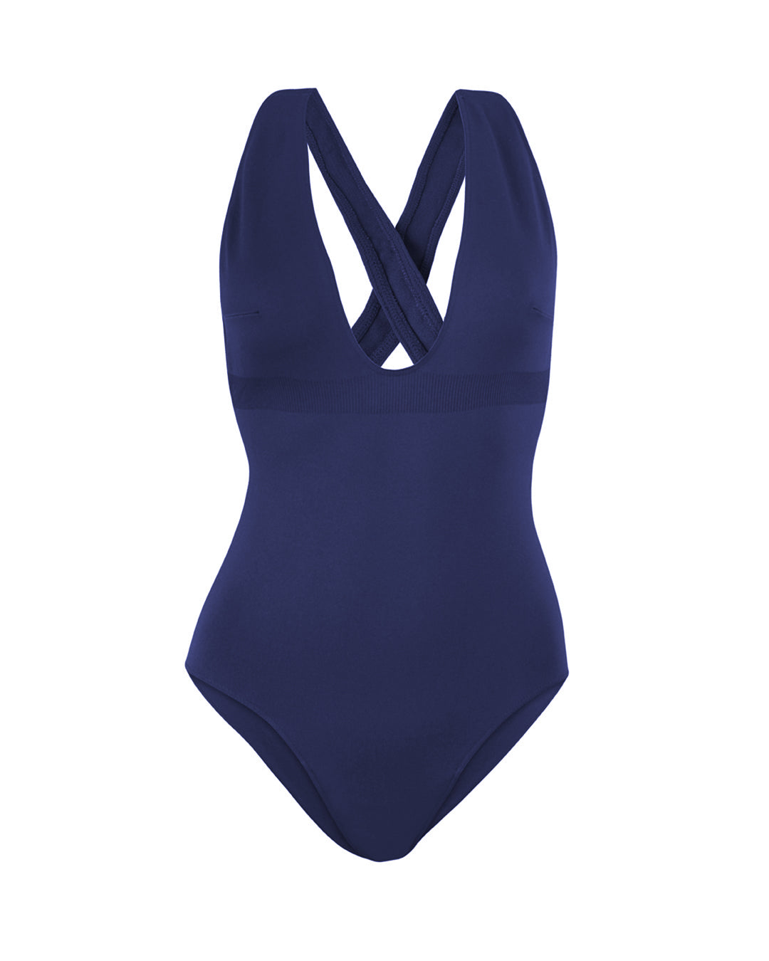 ILLUMINATE One-Piece Swim-Bodysuit in Navy | Chic Plunge Front with ...