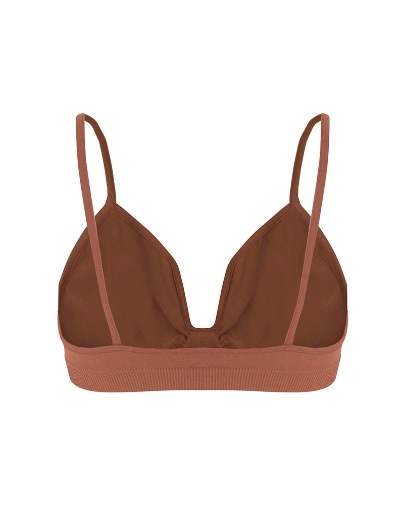 back of liberated bra top in rusty pink - PRISM² - maternity bralette - soft supportive bra - compression wear bralette - maternity bra top 