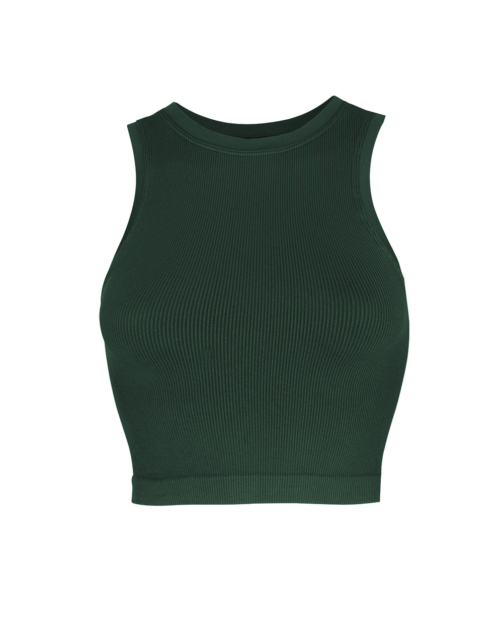 LUMINOUS Dark Green Ribbed Top | Cropped with Scoop Neck \u0026 Piping | PRISM²  Stretch Fit for Sizes 6-16 – PRISM LONDON