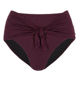 MARSEILLE - Wine. High-waisted bikini bottoms, with tie front knot slimming the silhouette, and providing extra coverage. 