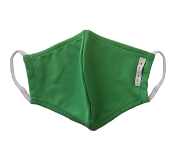 KIDS MASK - Neon Green. Masks handmade in Italy using excess swimwear material, for sustainability. All fabric is breathable and water resistant. Every mask has its own unique design and fabric. Protect yourself, your loved ones, and the environment. This fabric is a lightweight, traditional swim fabric.