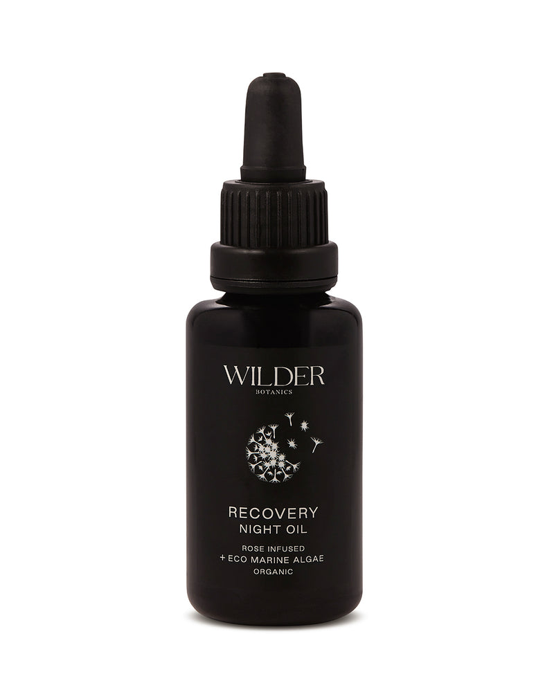 Wilder Botanics - Recovery Night Oil has over 200 organic phytonutrients, and infused oil adds nourishment and hydration boosts. product is Bio Organic and 100% natural suitable for all skin types. 30ml. 