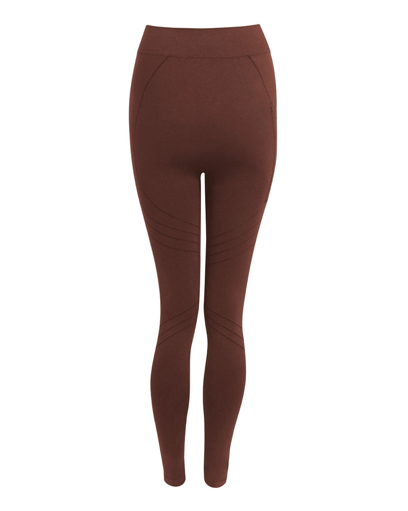 vibrant leggings in maroon - PRISM² - leggings with a pocket - ladies workout leggings - seamless gym leggings - brown leggings - most flattering leggings - full length leggings